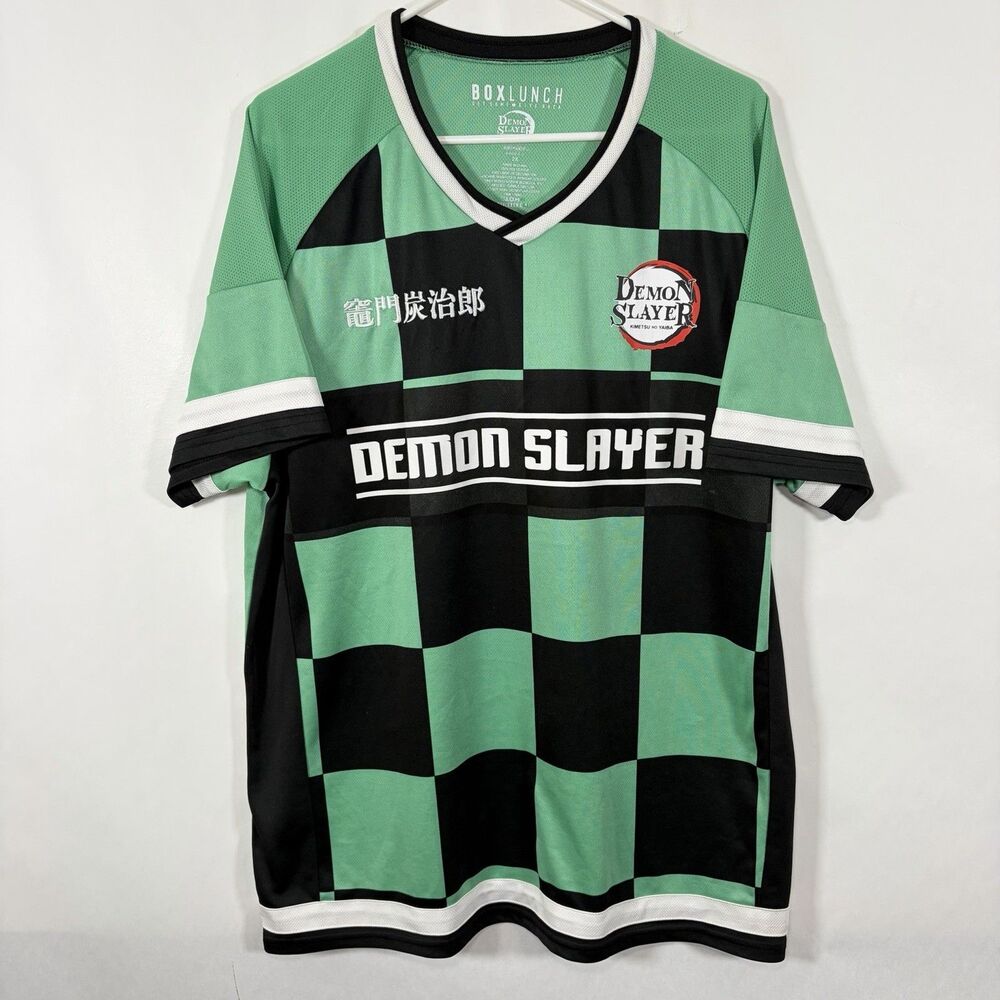 Box Lunch Demon Slayer Soccer Style Jersey T Shirt Mens Size 2XL XXL Green Black